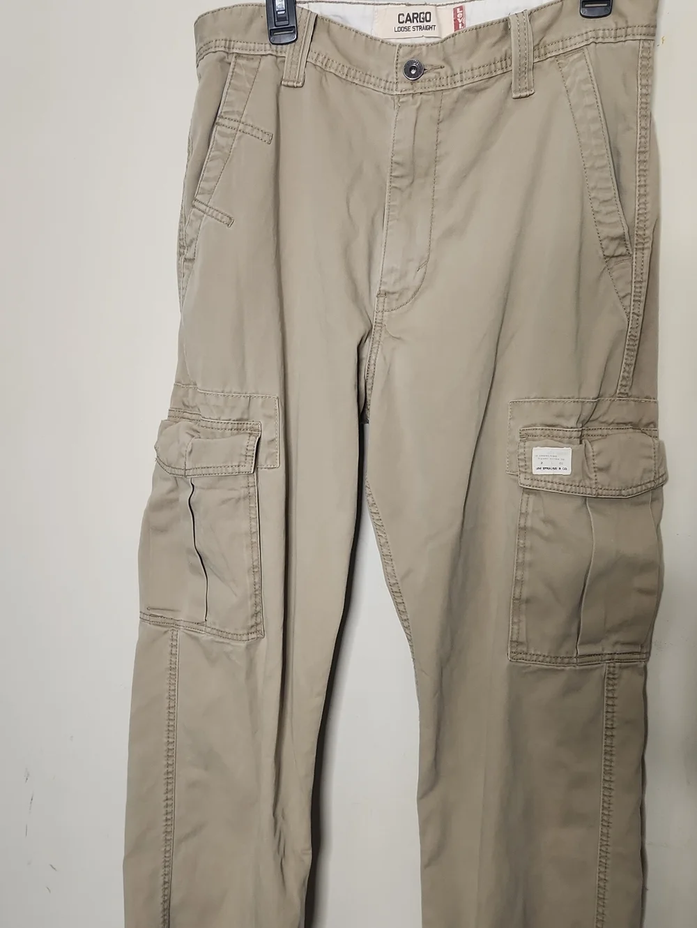 Men's Baggy Levis Cargo Loose Straight Y2K Pants - Khaki